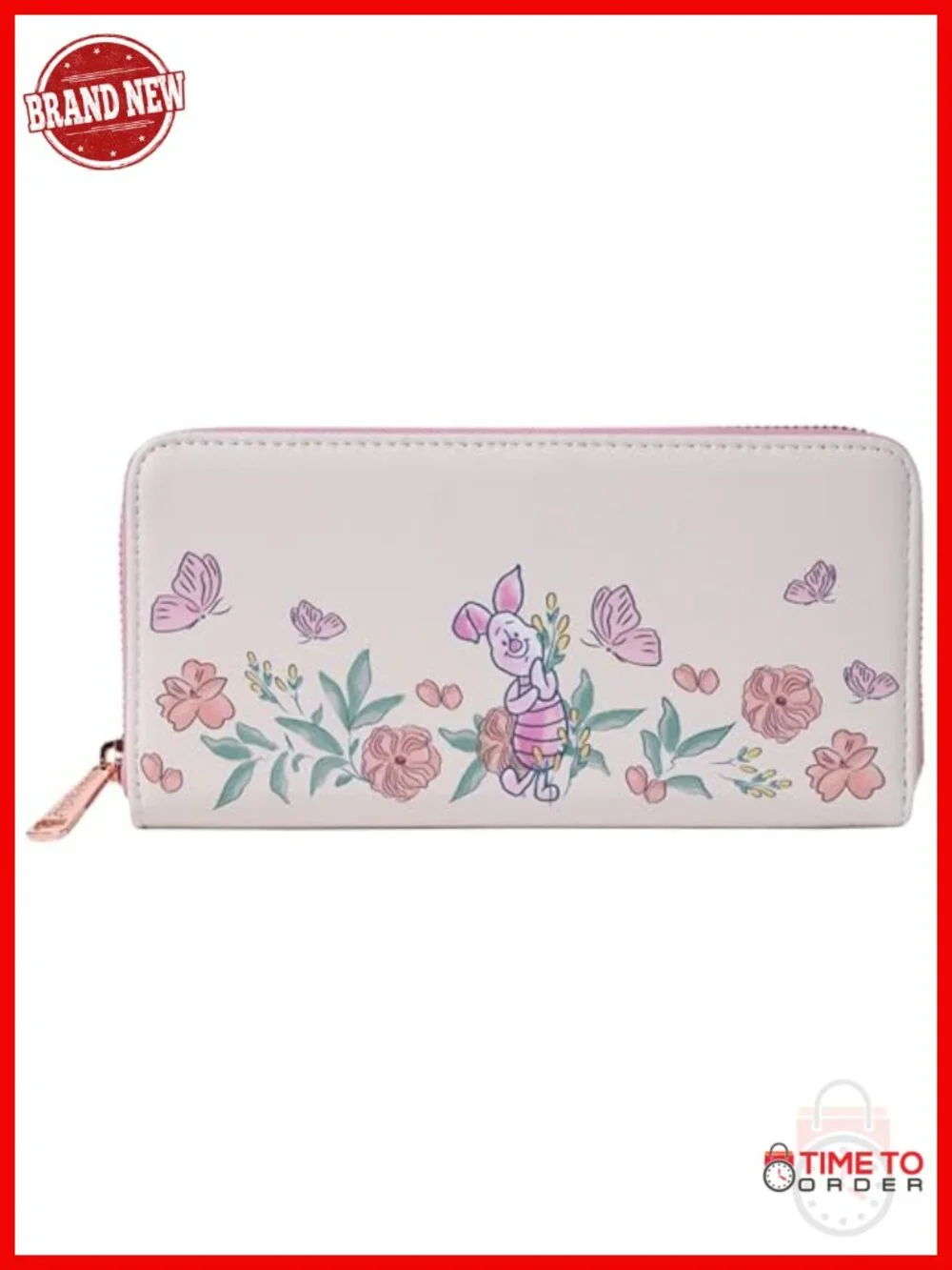 Faux Leather Zip Around Clutch Wallet with Coin Compartment